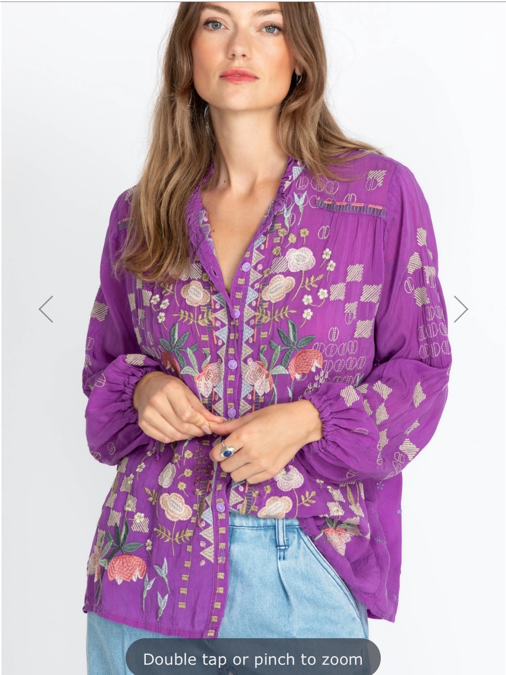 Johnny Was Purple Embroidered Floral Utility Jacket